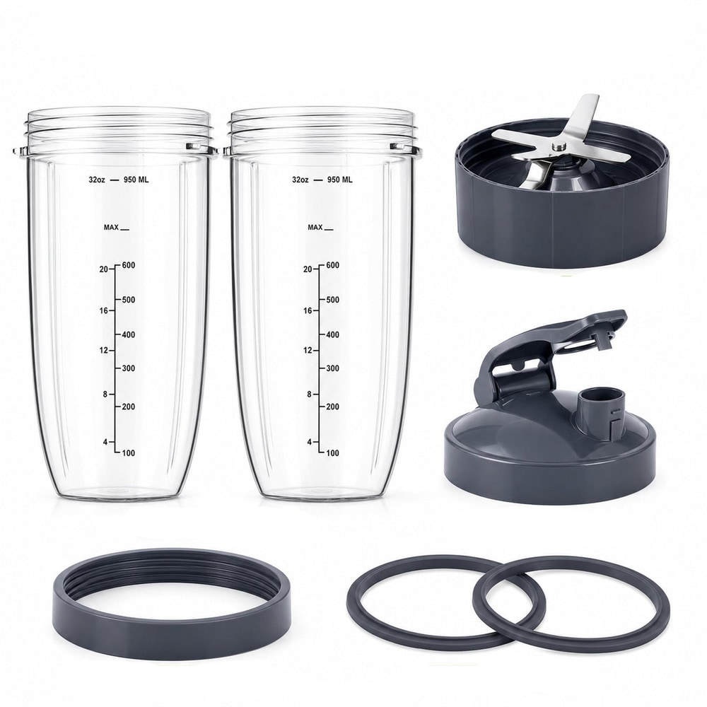 7-osainen sarja Nutribulletille – 2 kuppia, kansi ja sekoitusterä / Nutribulletin varaosat