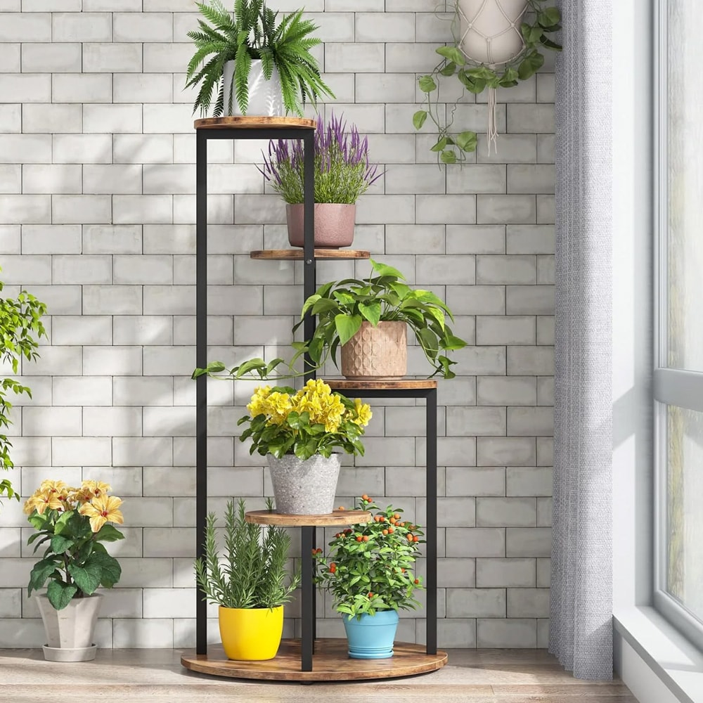 Kasvihylly 4 tasolla 50×50×103 cm / kukkateline / kääntyvä hylly ruukkukasveille – Puu/metalli