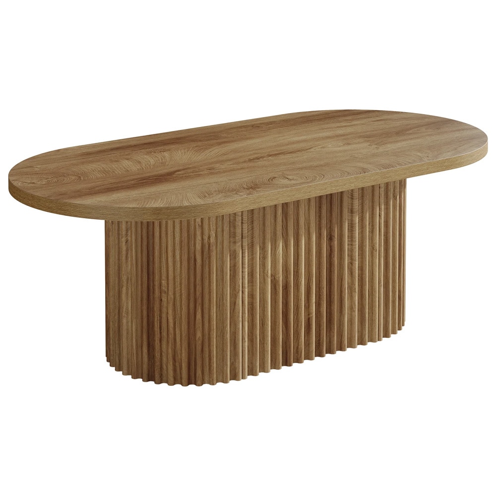 Soikea sohvapöytä 120 x 60 x 45 cm / rustiikkinen olohuonepöytä / puupöytä, jossa on uurrettu pinta / ruskea pöytä