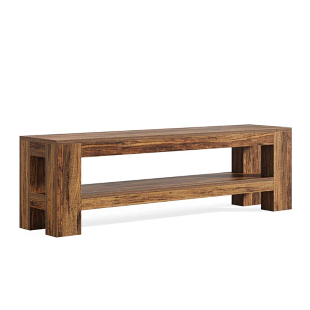 TV-taso 150×35×45 cm / TV-kaluste 2 hyllyllä / mediataso / matala konsolipöytä – Ruskea