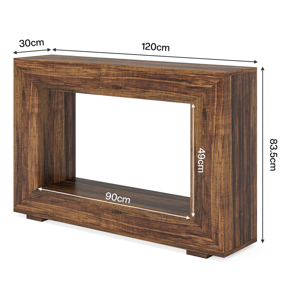 Konsolipöytä 120 x 30 x 83,5 cm / kapea eteispöytä / laskupöytä säilytystilalla / vintage-ruskea sivupöytä