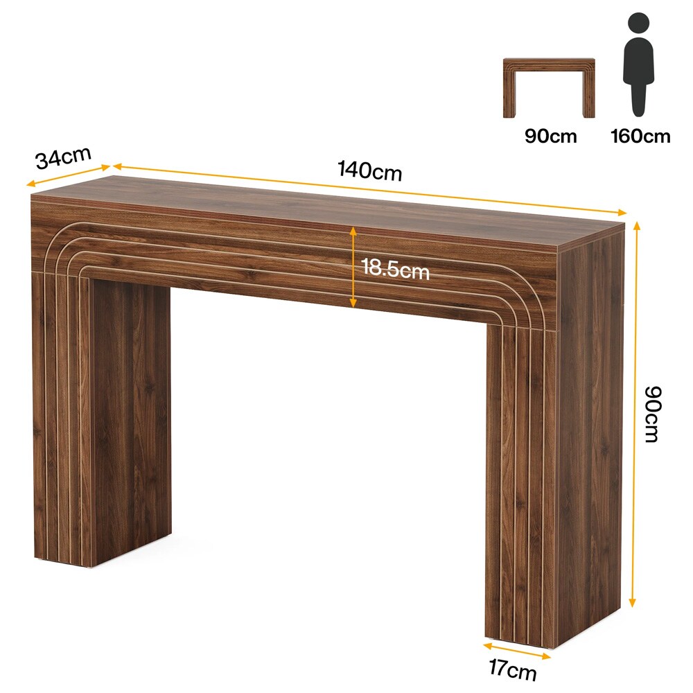 Konsolipöytä 140 x 34 x 90 cm / kapea eteispöytä / laskupöytä maalaistyyliin / ruskea sivupöytä