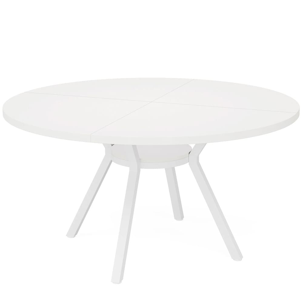 Pyöreä ruokapöytä Ø 120 x 76 cm / keittiöpöytä 4–6 hengelle / valkoinen pöytä metallijalustalla