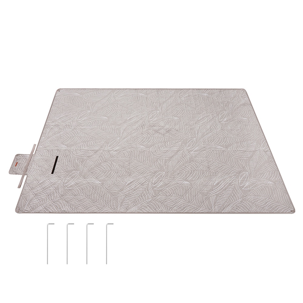 Vedenpitävä piknikpeite 300 x 200 cm maakiiloilla / retkipeite / rantapeite – khaki, trooppinen kuosi