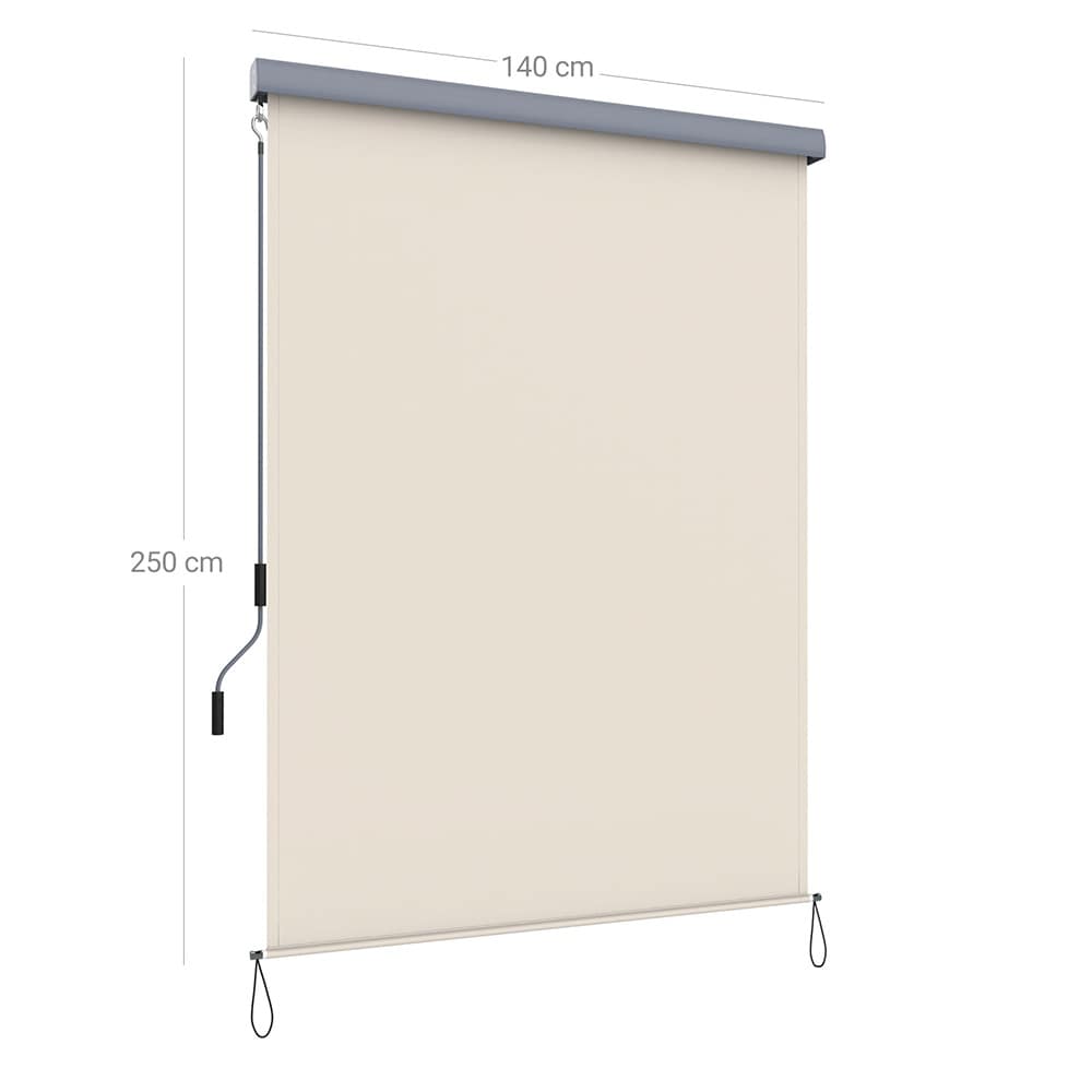 Pystymarkiisi 1,4 x 2,5 m / beige kasettimarkiisi kammella / aurinko- ja näkösuoja parvekkeelle ja terassille