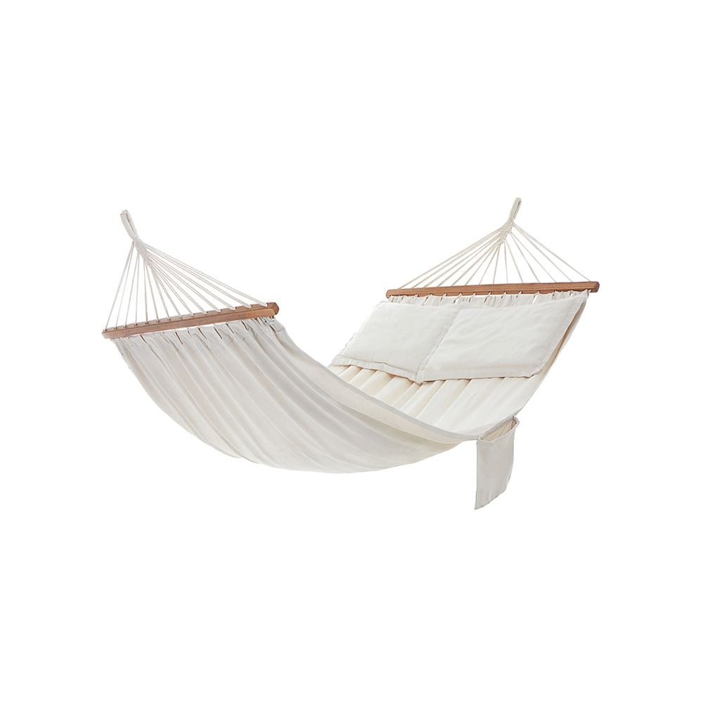 2 hengen riippumatto, 2 tyynyä, 210 x 150 cm – beige / kahden hengen retkiriippumatto