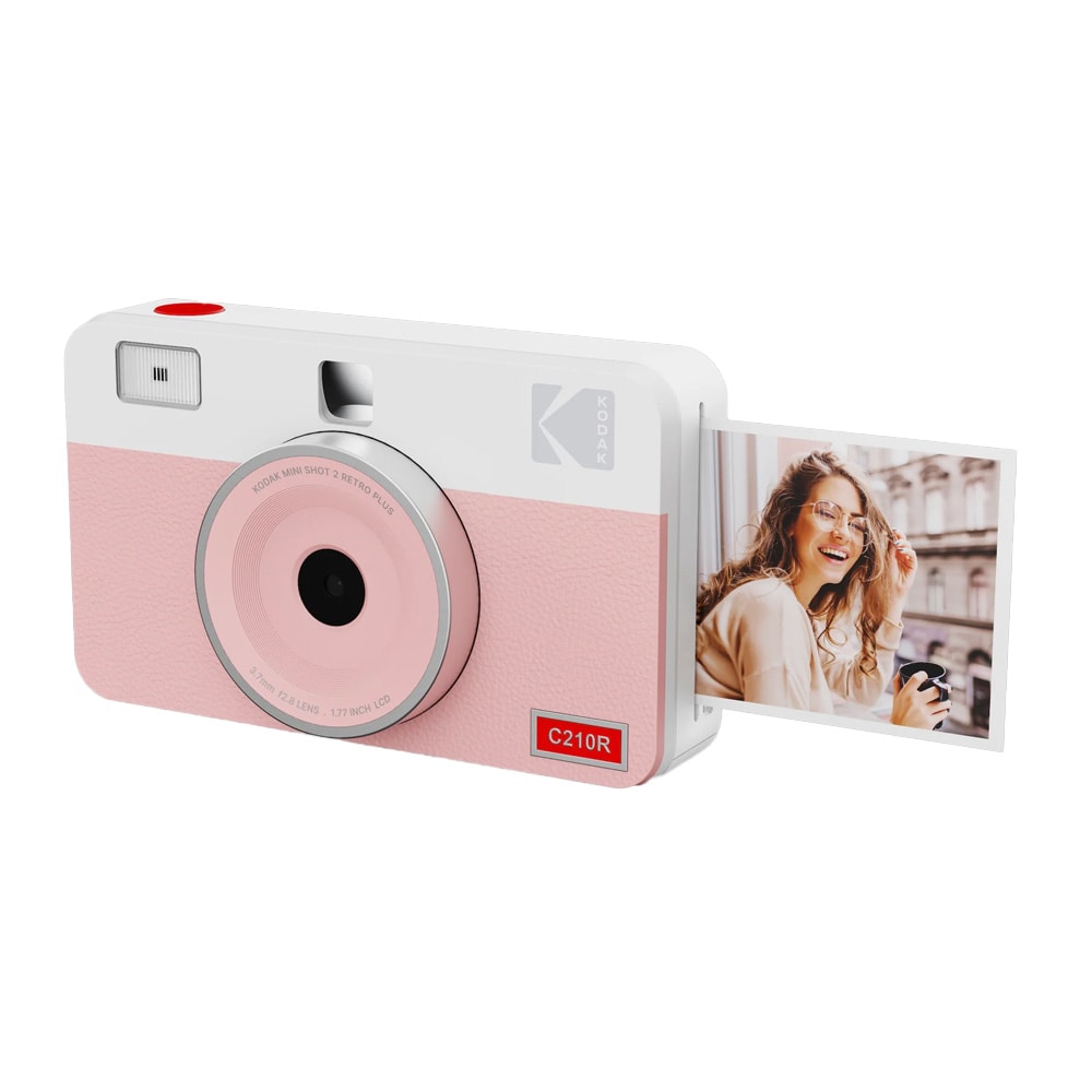 Kodak Mini Shot 2 Retro -pikakamera vaaleanpunainen / Bluetooth-valokuvatulostin / 2-in-1-kamera 5,3 x 8,6 cm