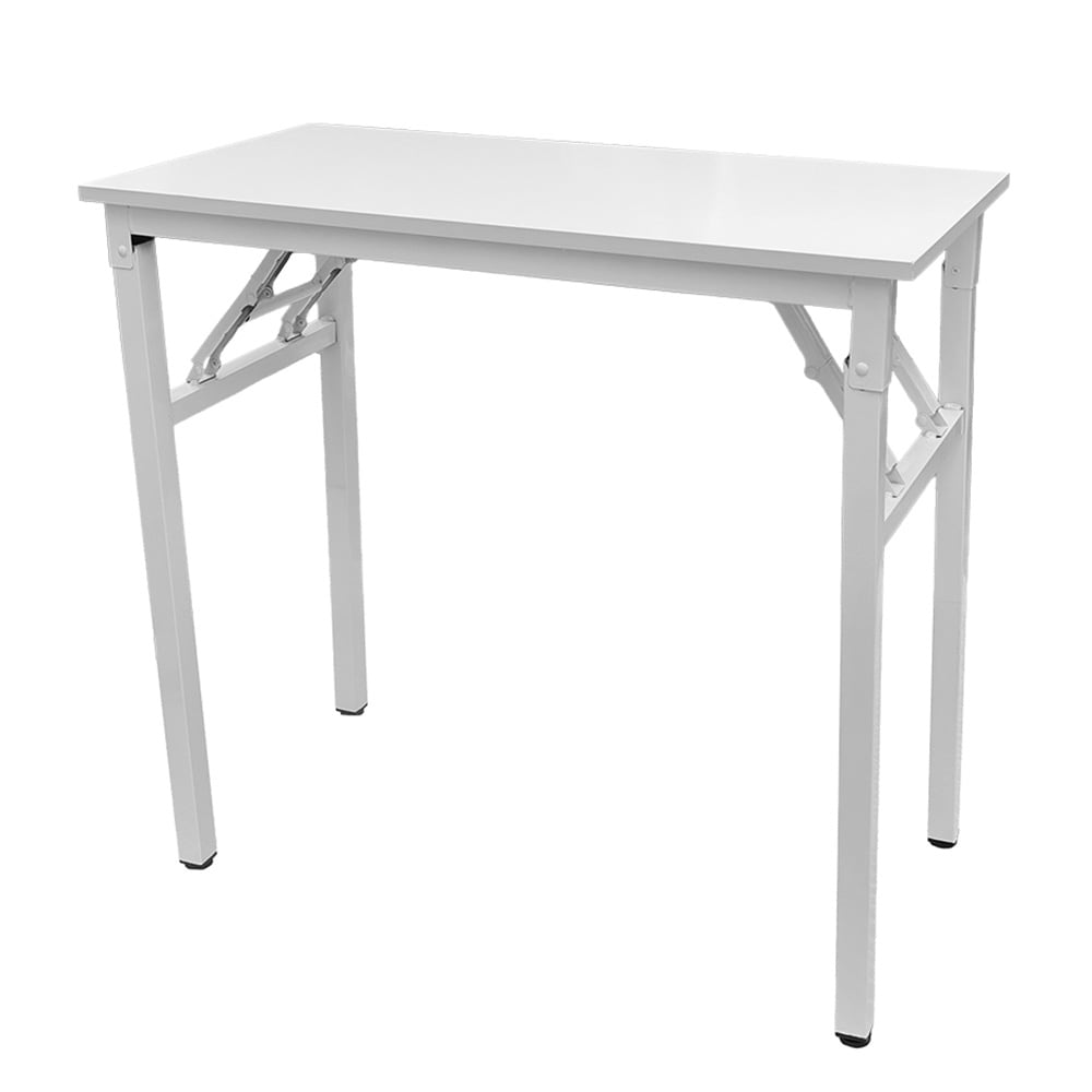 Kokoontaitettava pöytä 80×40×75 cm / taitettava työpöytä teräsrungolla / asennusvapaa kirjoituspöytä – Valkoinen