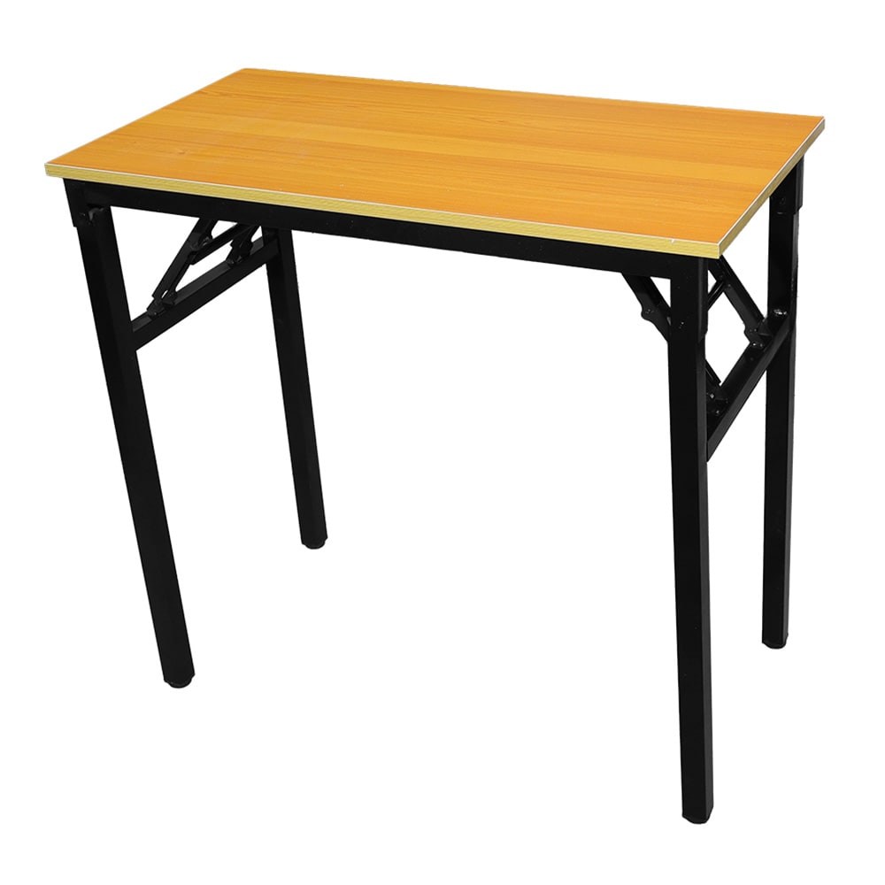 Kokoontaitettava pöytä 80×40×75 cm / taitettava työpöytä teräsrungolla / asennusvapaa tietokonepöytä – Bambu/musta
