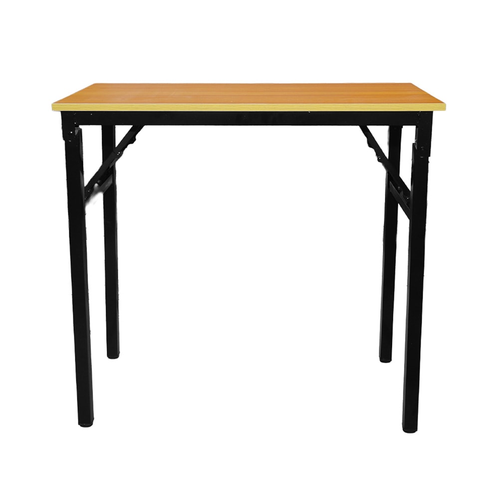 Kokoontaitettava pöytä 80×40×75 cm / taitettava työpöytä teräsrungolla / asennusvapaa tietokonepöytä – Bambu/musta