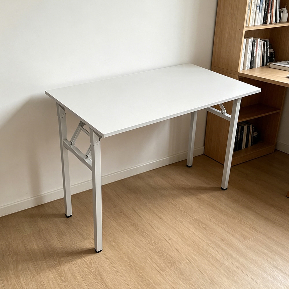 Kokoontaitettava pöytä 100×60×75 cm / taitettava työpöytä teräsrungolla / asennusvapaa tietokonepöytä – Valkoinen