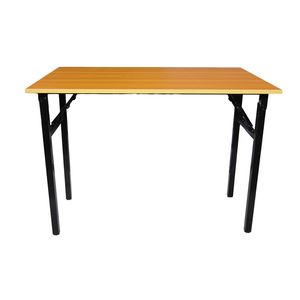 Kokoontaitettava pöytä 100×60×75 cm / taitettava työpöytä teräsrungolla / asennusvapaa tietokonepöytä – Bambu/musta