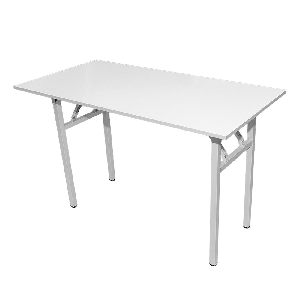 Kokoontaitettava pöytä 120×60×75 cm / taitettava työpöytä teräsrungolla / asennusvapaa tietokonepöytä – Valkoinen