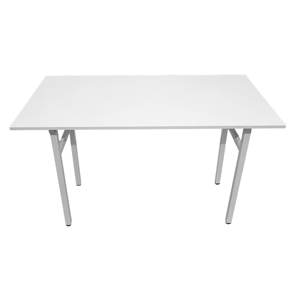 Kokoontaitettava pöytä 120×60×75 cm / taitettava työpöytä teräsrungolla / asennusvapaa tietokonepöytä – Valkoinen
