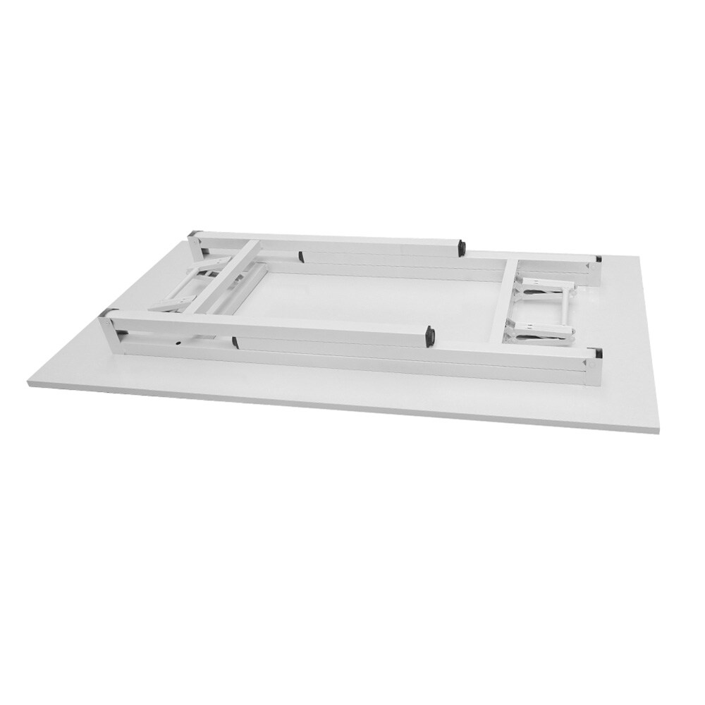 Kokoontaitettava pöytä 120×60×75 cm / taitettava työpöytä teräsrungolla / asennusvapaa tietokonepöytä – Valkoinen