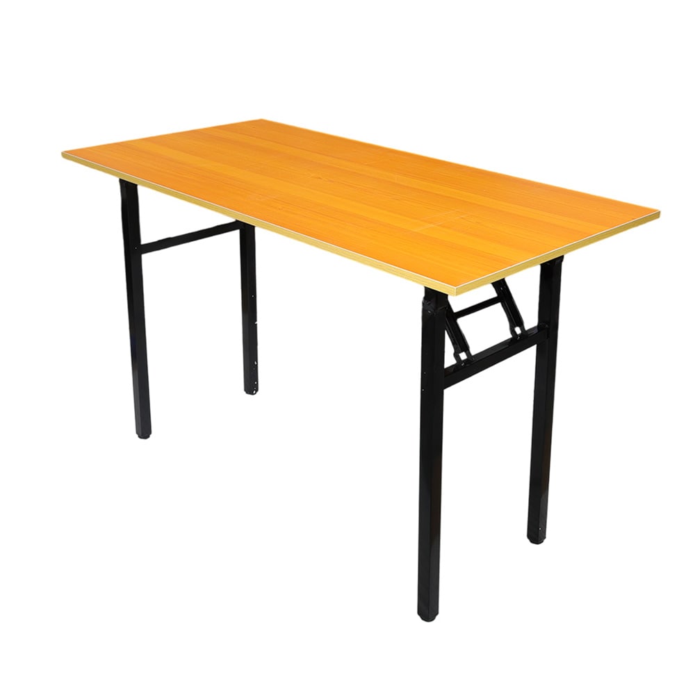 Kokoontaitettava pöytä 120×60×75 cm / taitettava työpöytä teräsrungolla / asennusvapaa tietokonepöytä – Bambu/musta
