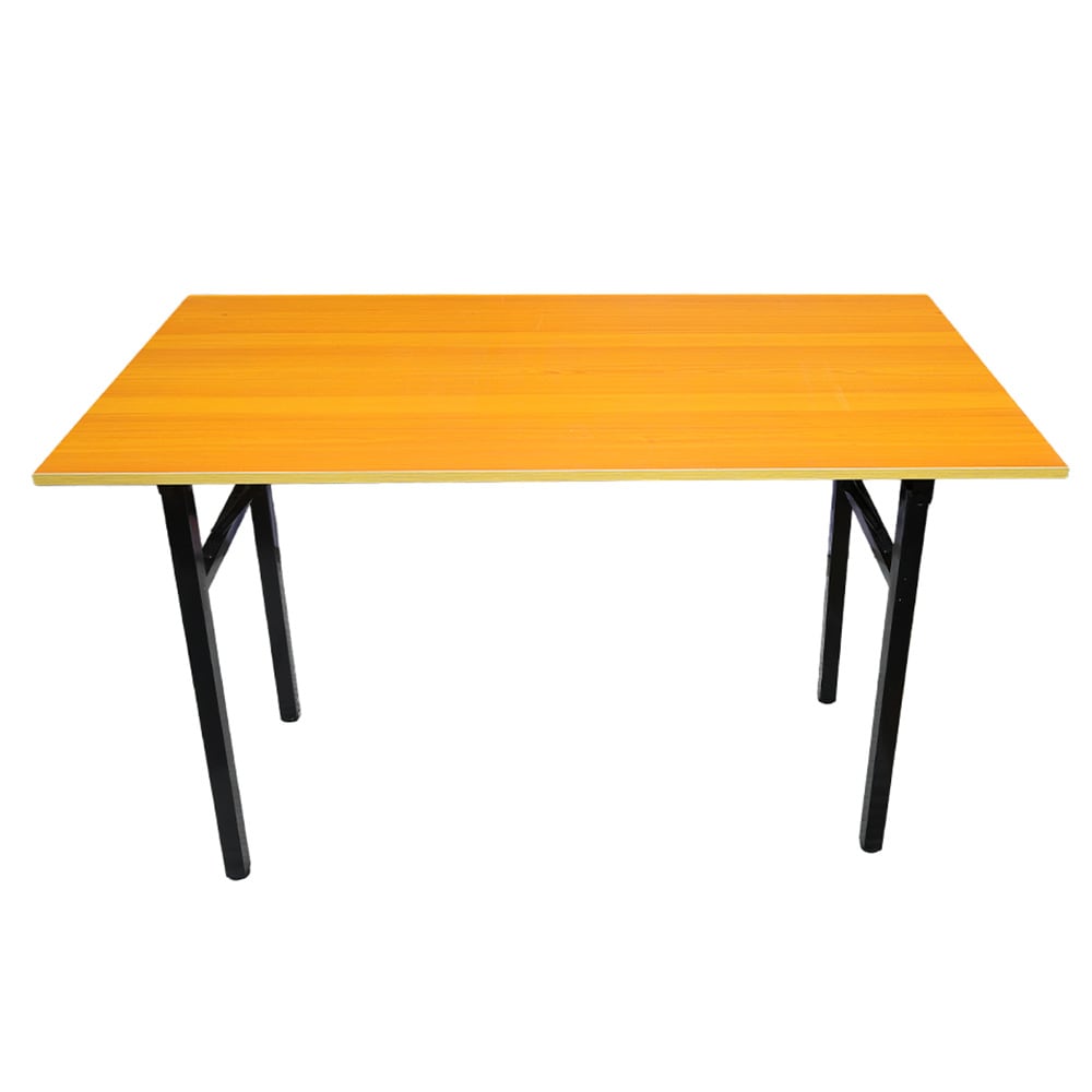 Kokoontaitettava pöytä 120×60×75 cm / taitettava työpöytä teräsrungolla / asennusvapaa tietokonepöytä – Bambu/musta