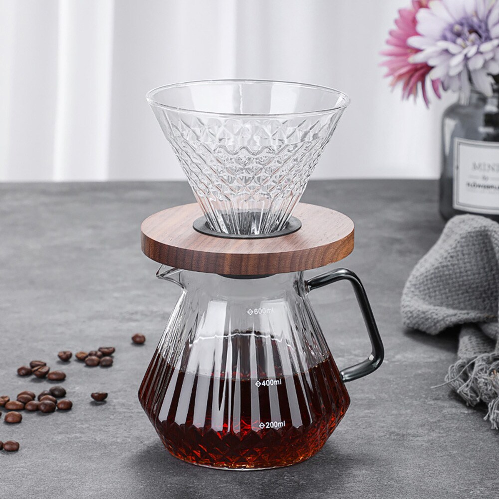 Lasinen pour over -kahvinkeittosetti suodattimella / Kahvinkeittosetti, jossa on suodatin