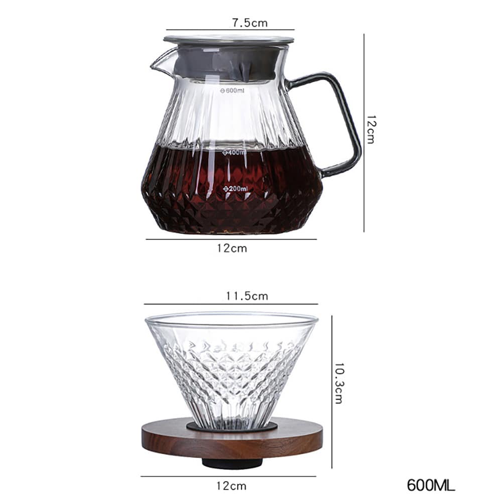 Lasinen pour over -kahvinkeittosetti suodattimella / Kahvinkeittosetti, jossa on suodatin