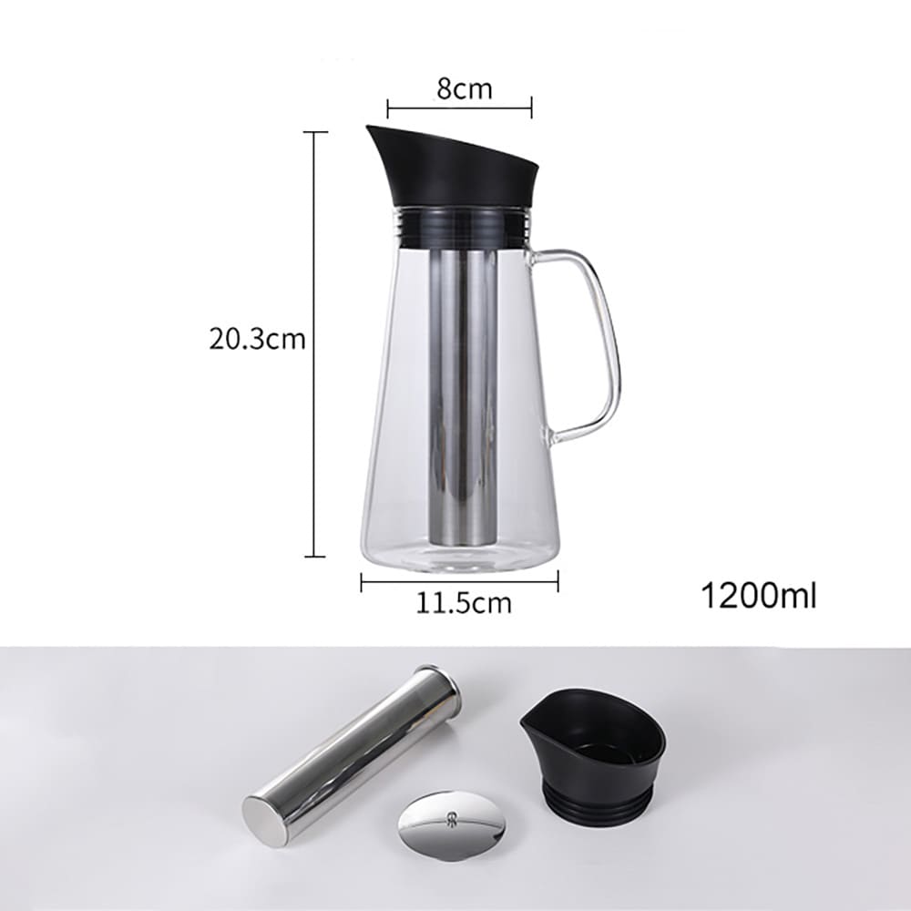 Lasinen cold brew -kannu suodattimella, 1200 ml / Cold brew -keitin