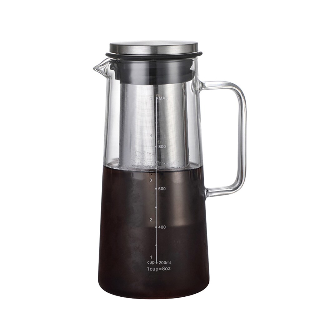 Lasinen cold brew -kannu, jossa on suodatin ja kansi, 1000 ml / Cold brew -keitin