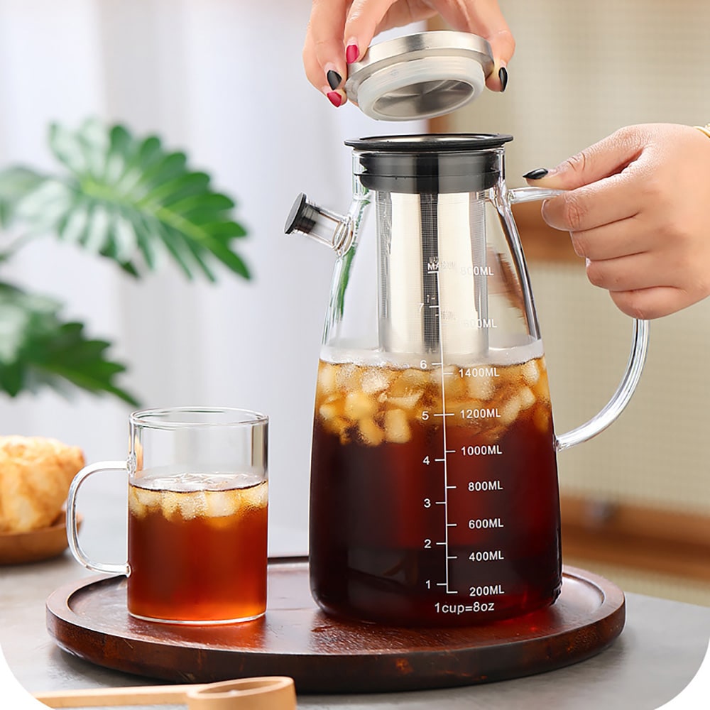 Lasinen cold brew -kannu suodattimella, 1800 ml / Cold brew -keitin