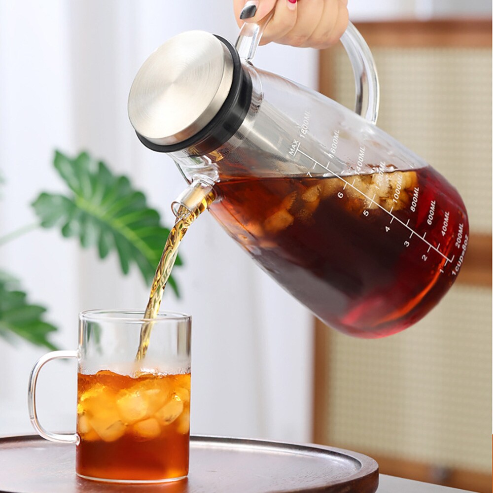 Lasinen cold brew -kannu suodattimella, 1800 ml / Cold brew -keitin