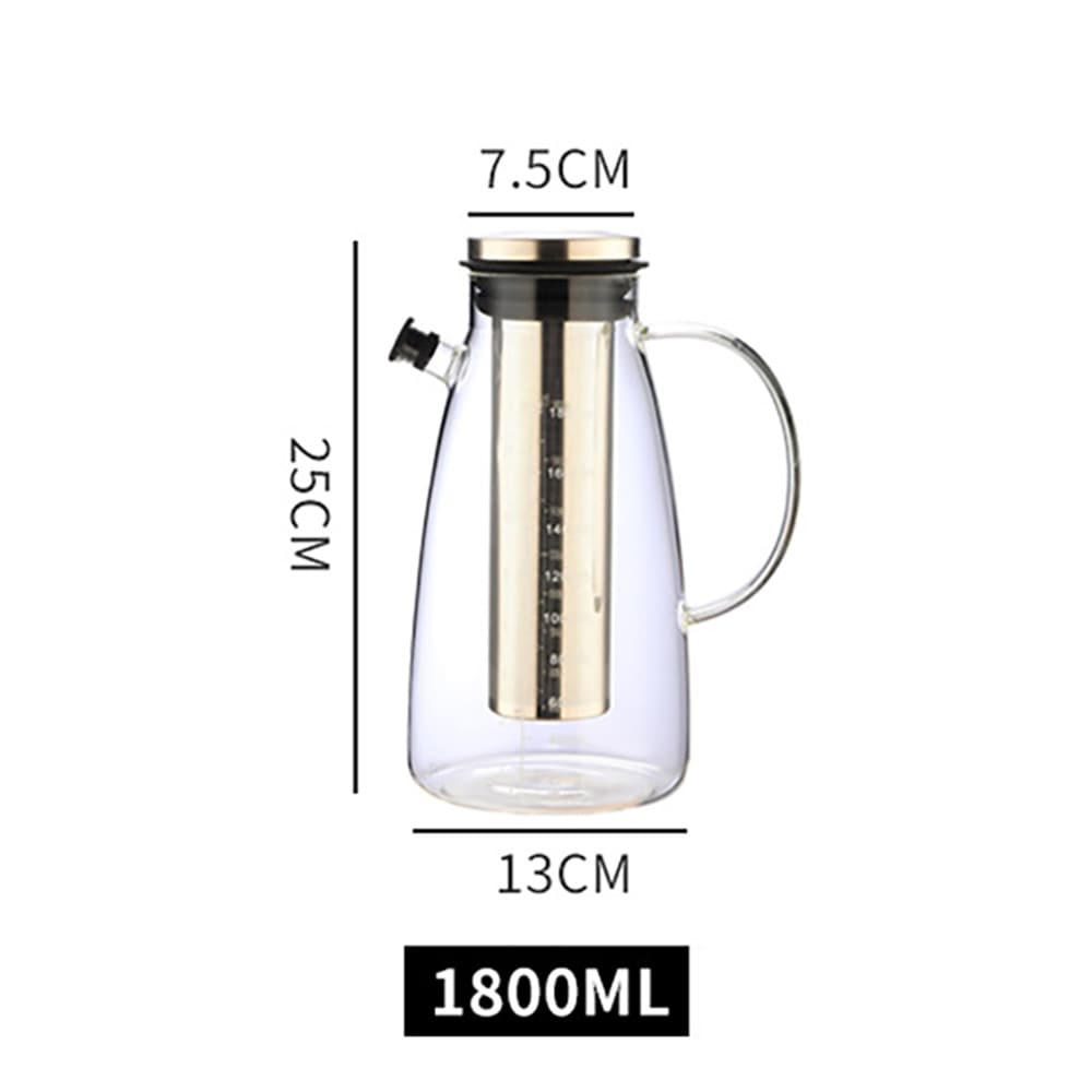 Lasinen cold brew -kannu suodattimella, 1800 ml / Cold brew -keitin