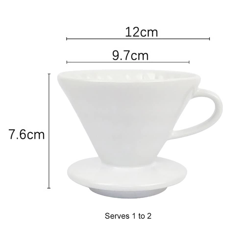V60-kahvisuodatin keramiikkaa / valkoinen pour over -suodatinteline / kahvisuppilo 1–2 kupille