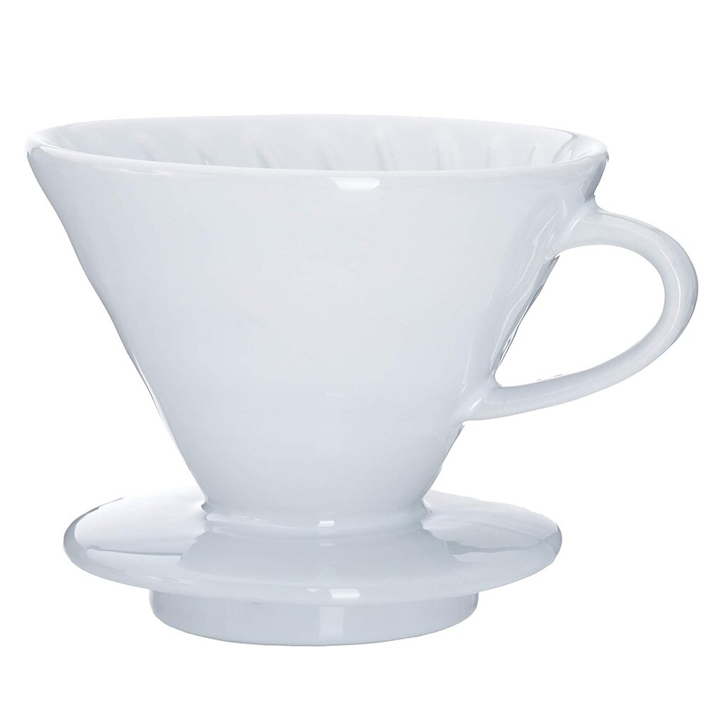 V60-suodatinsuppilo keramiikkaa / valkoinen pour over -suodatinteline / kahvisuppilo 1–4 kupille