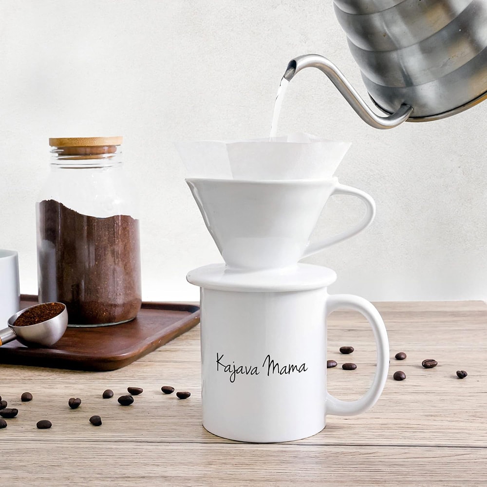 V60-suodatinsuppilo keramiikkaa / valkoinen pour over -suodatinteline / kahvisuppilo 1–4 kupille