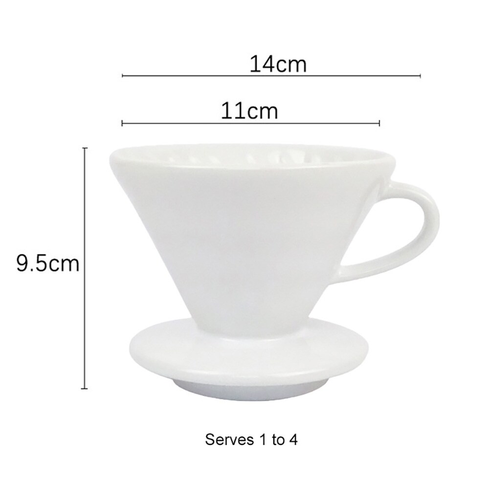 V60-suodatinsuppilo keramiikkaa / valkoinen pour over -suodatinteline / kahvisuppilo 1–4 kupille