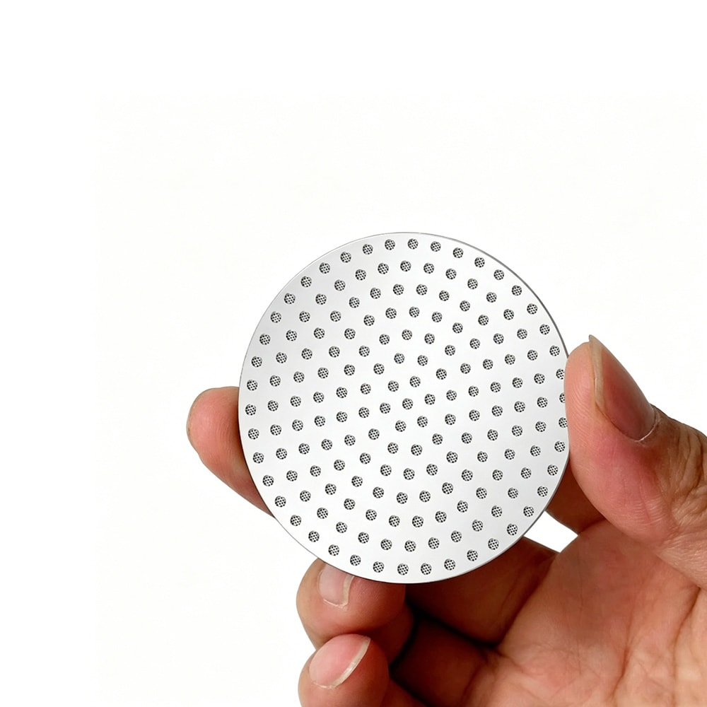 Puck screen 58,5 mm 2 kpl / espressosuodatin ruostumattomasta teräksestä 0,8 mm – hopea