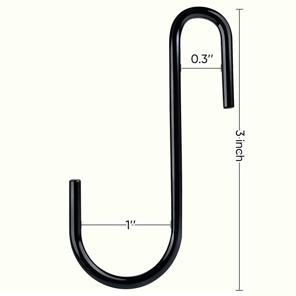 S-koukut metallia 20 kpl – 76 mm mustat ripustuskoukut säilytykseen