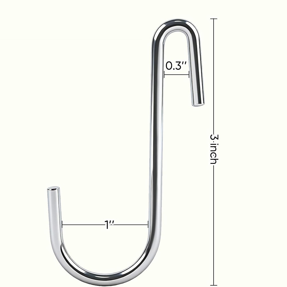 Vankka metallinen S-koukku, 76 mm, 20 kpl:n pakkaus – hopea / S-muotoiset metallikoukut
