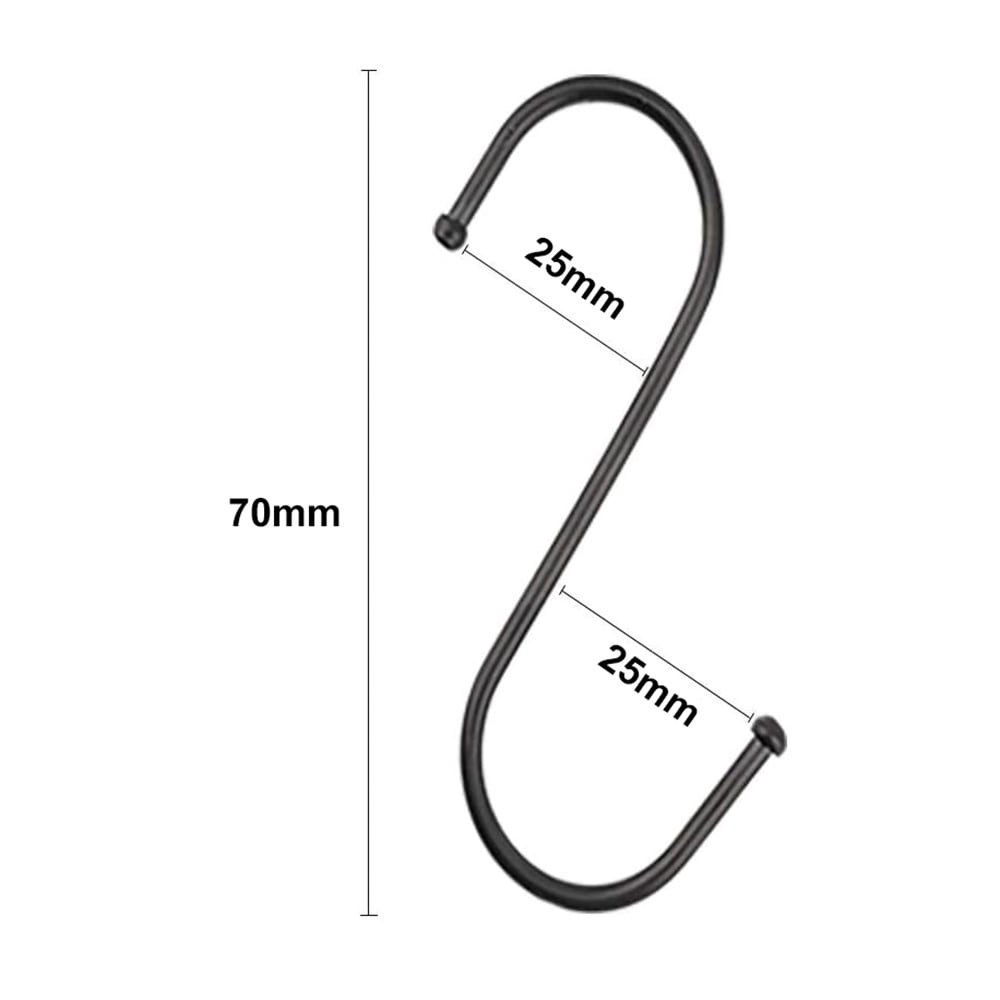 Vankka metallinen S-koukku, 70 mm, 20 kpl:n pakkaus – Svart / S-muotoiset metallikoukut