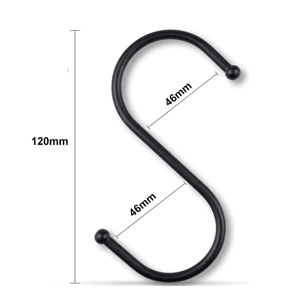 Vankka metallinen S-koukku, 120 mm, 20 kpl:n pakkaus – Svart / S-muotoiset metallikoukut
