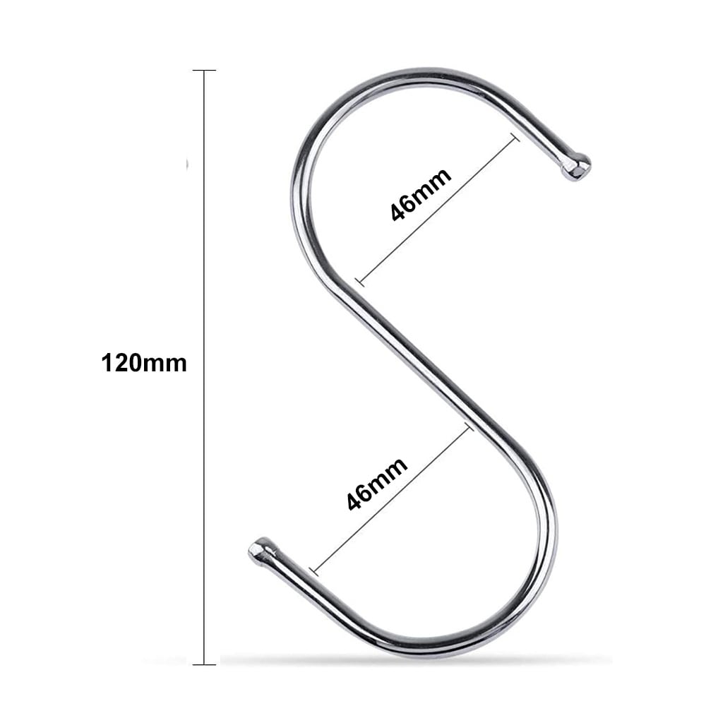 Vankka metallinen S-koukku, 120 mm, 20 kpl:n pakkaus – hopea / S-muotoiset metallikoukut