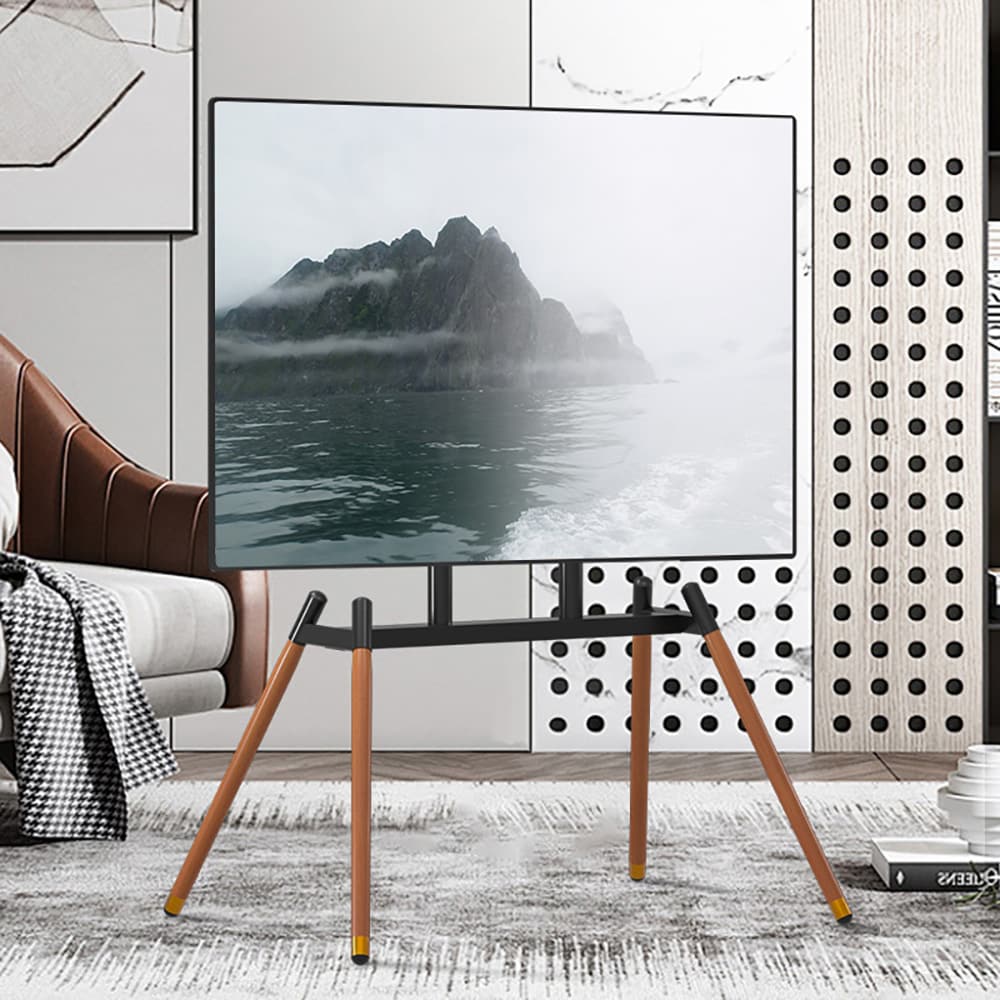 TV-lattiateline 37–86", hiiliteräs ja pyökkipuu, VESA 200 × 200–400 × 600 mm, 60 kg