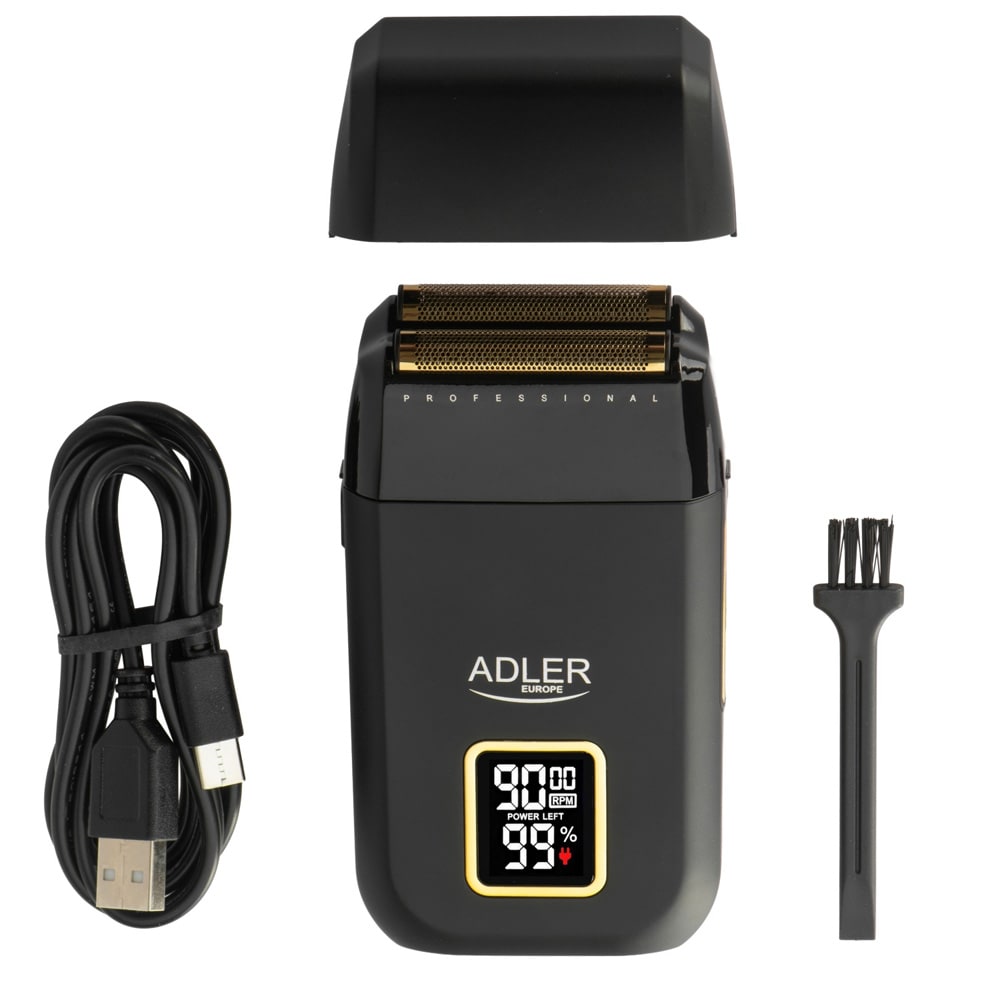 Adler-kalvoparranajokone / ammattimainen partakone kaksoisleikkuupäällä / parranajokone LCD-näytöllä