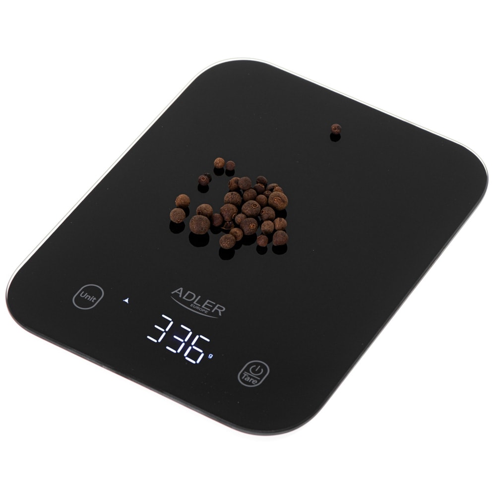 Adler AD 3181 digitaalinen keittiövaaka – 10 kg / 1 g, LED-näyttö, taaraustoiminto, karkaistu lasi