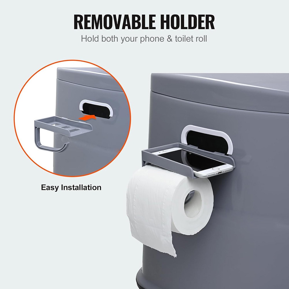 Kannettava WC / retki-WC ja camping-wc irrotettavalla säiliöllä, enintään 200 kg – harmaa