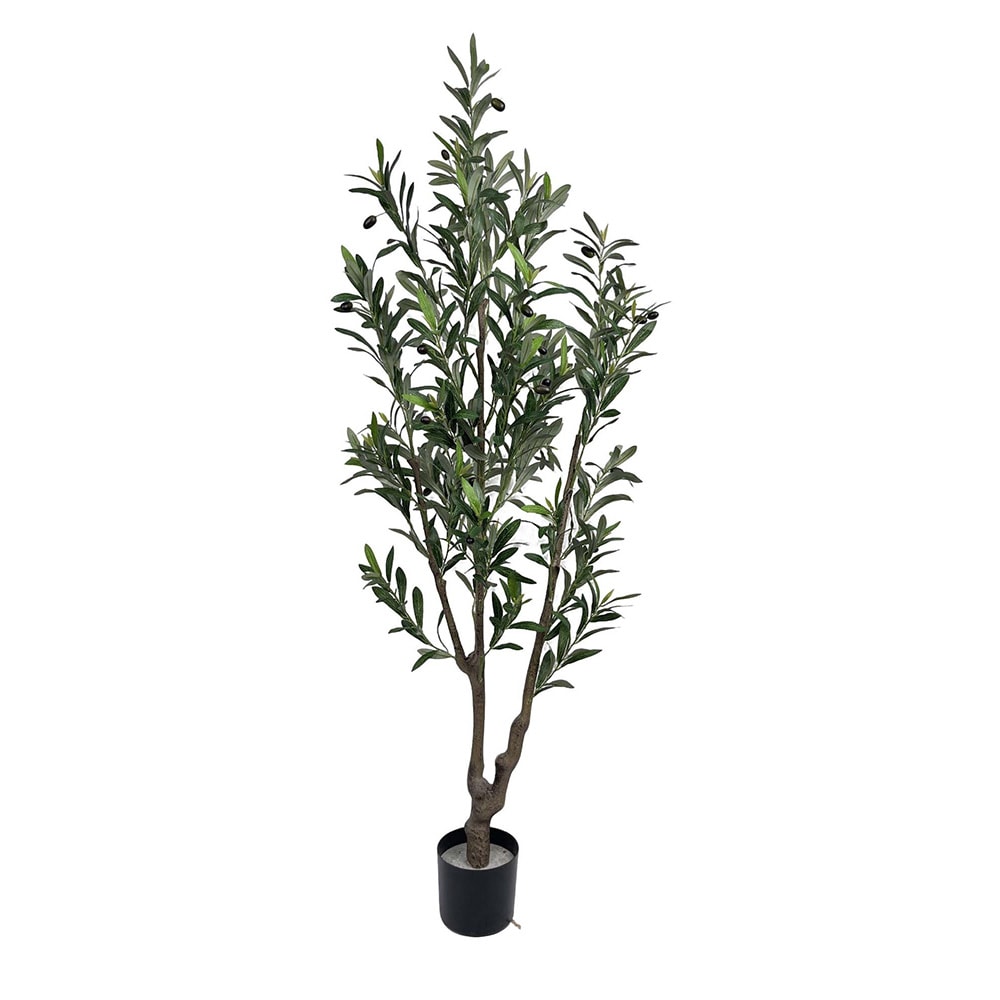 Keinotekoinen oliivipuu ruukussa / tekokasvi ja koristepuu 150 cm – vihreä/musta