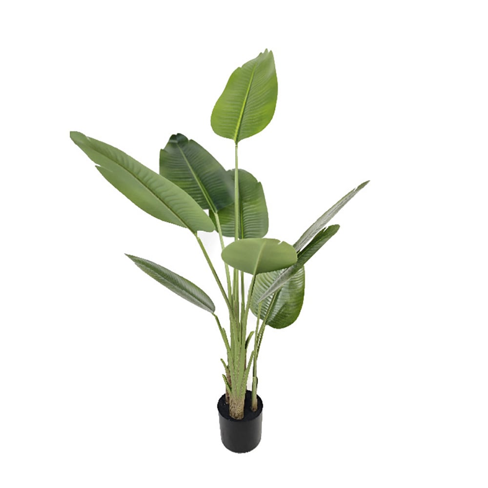 Keinotekoinen palmu / palmupuu ruukussa / trooppinen tekokasvi 120 cm – vihreä/musta