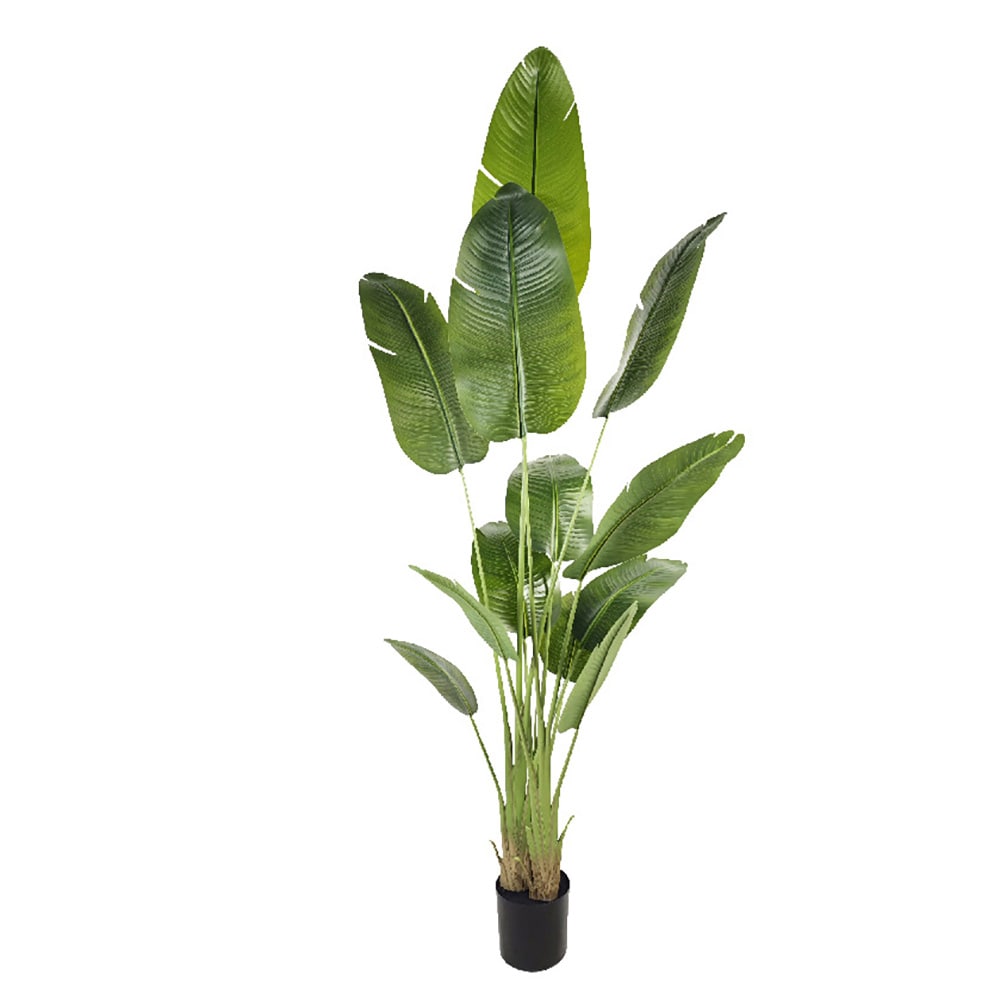 Keinotekoinen palmu / palmupuu ruukussa / trooppinen tekokasvi 180 cm – vihreä/musta