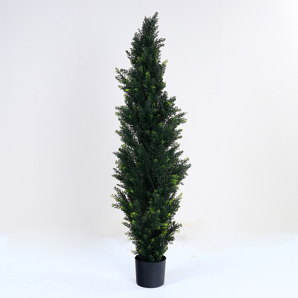 Keinotekoinen mänty / havupuu ruukussa / tekokasvi ja koristepuu 150 cm – vihreä/musta