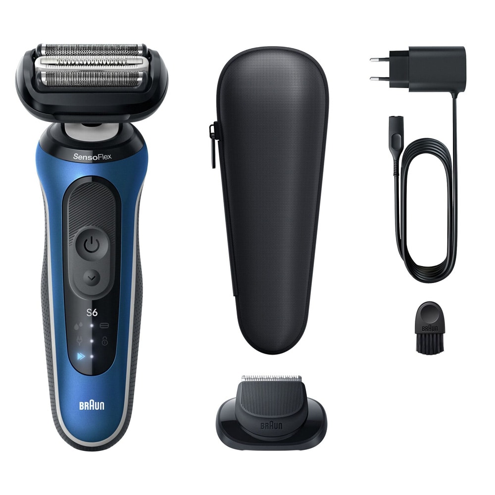 Braun Series 6 62-B1200S Sähköparranajokone – 3 joustavaa ajoterää, märkä- ja kuiva-ajo, Precision Trimmer, 60 min