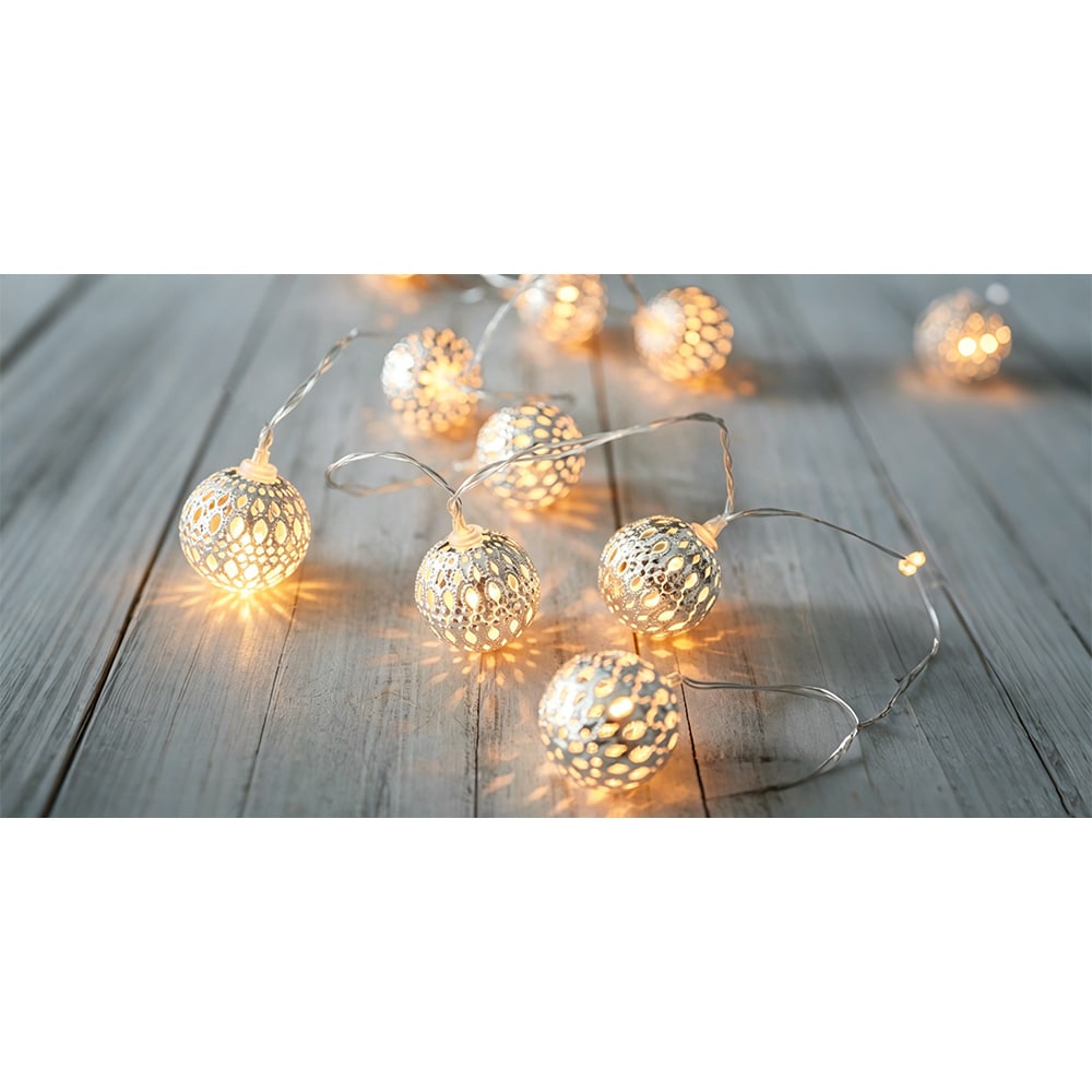 United LED-valosarja Metallipallot – Hopea / Valosarja / Koristevalaistus