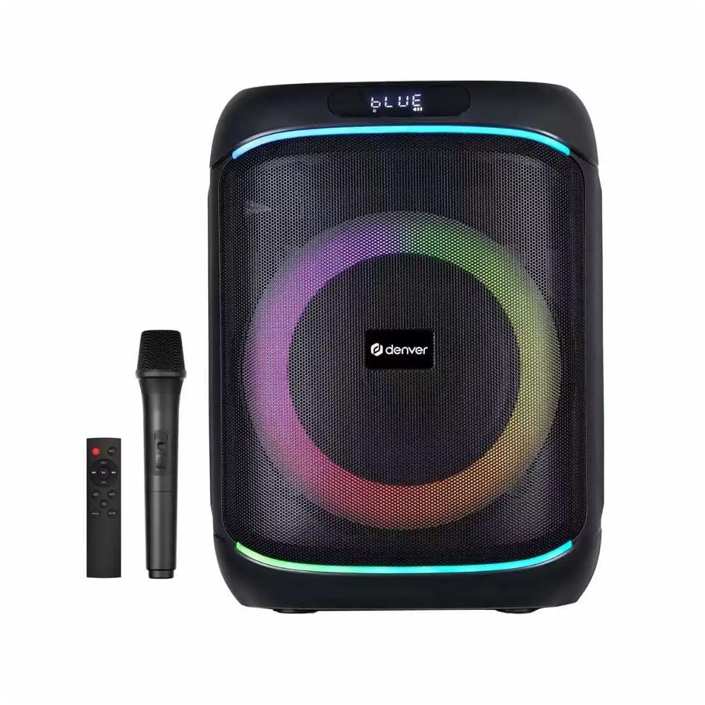 Denver-juhlakaiutin 40 W, LED-valolla ja mikrofonilla / Bluetooth-kaiutin / Juhlakaiutin