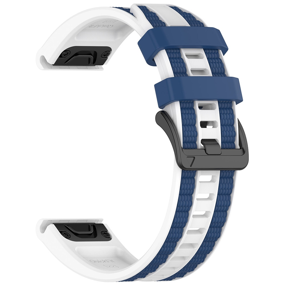 Silikoninen rannekoru Garmin Fenix 8/7X Pro -kellolle (26 mm) – Valkoinen/Sininen / Rannekoru / Älykellon rannekoru